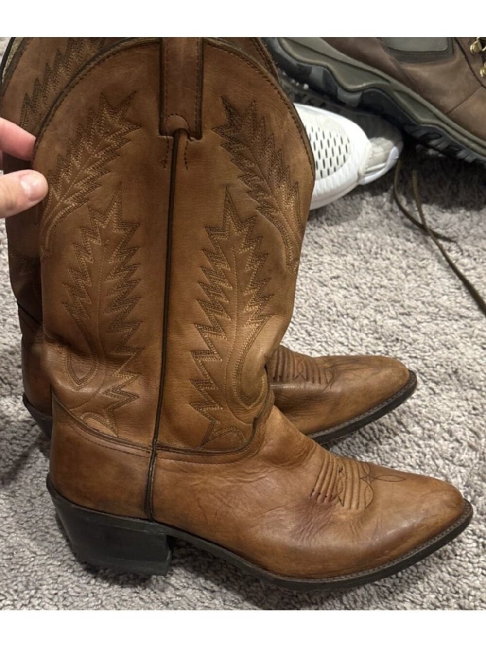 Abilene Brown Leather Cowboy Boots Mens Size 10.5 D Style 6588 USA